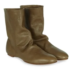 Flat Green Khaki Ankle Boots