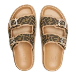 Flat Sandals with FF Jacquard Pattern