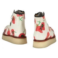 Floral Print Leather Ankle Boots