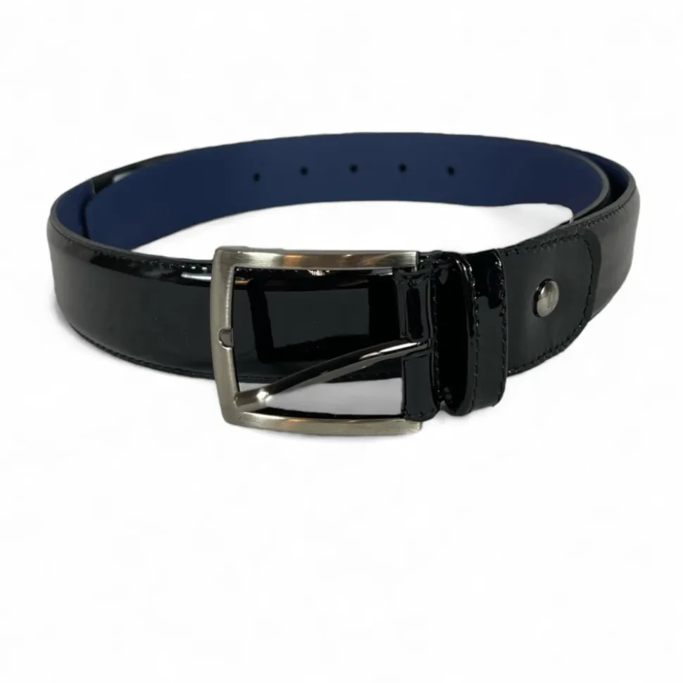 Floris Mens Belt Black Patent Leather
