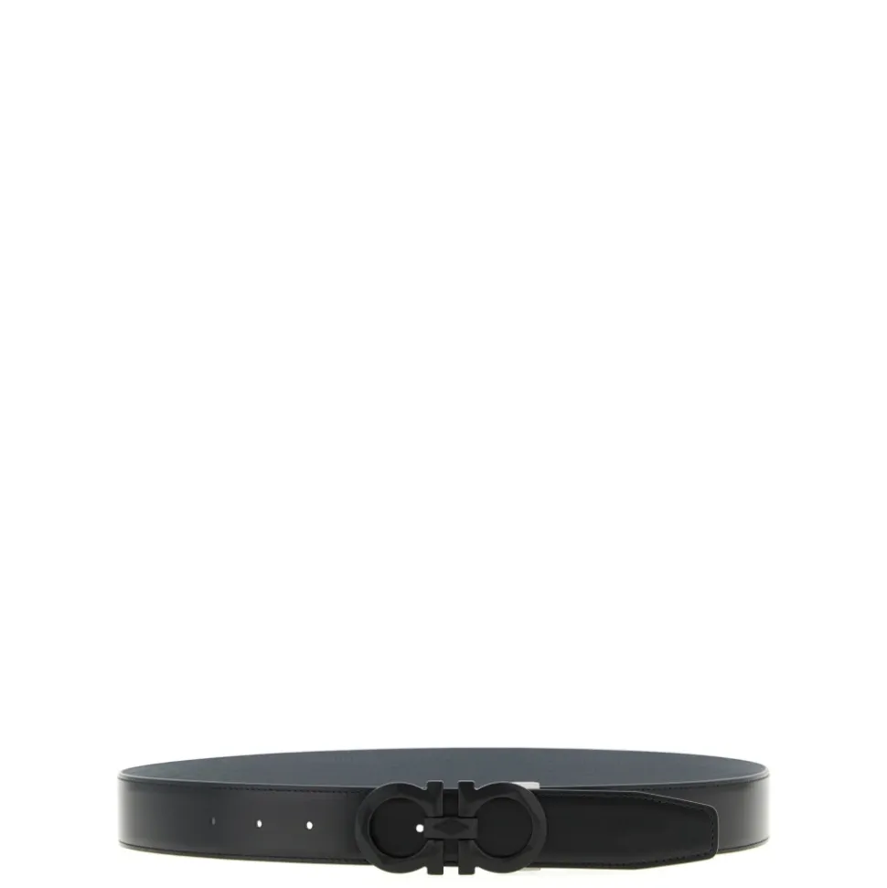 Gancini Reversible Hammered Leather Belt