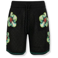 Glitch Orchid Embroidered Crochet Shorts