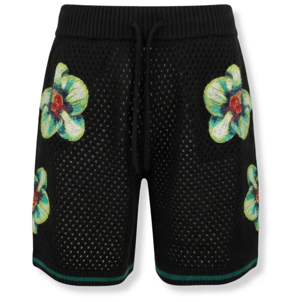 Glitch Orchid Embroidered Crochet Shorts