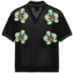 Glitch Orchid Embroidered Short Sleeve Crochet Shirt