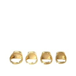 Gold Brass Enamel Set of 4 Rings