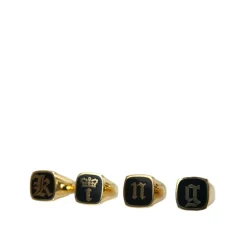 Gold Brass Enamel Set of 4 Rings