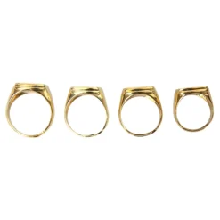 Gold Brass Enamel Set of 4 Rings