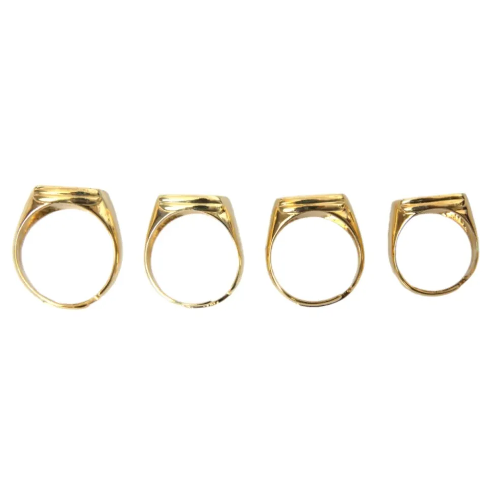 Gold Brass Enamel Set of 4 Rings