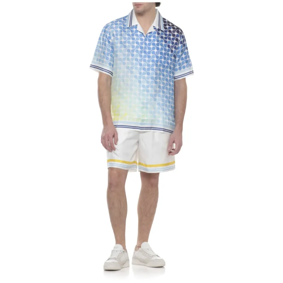 Gradient Tennis Tile Short Sleeve Silk Shirt