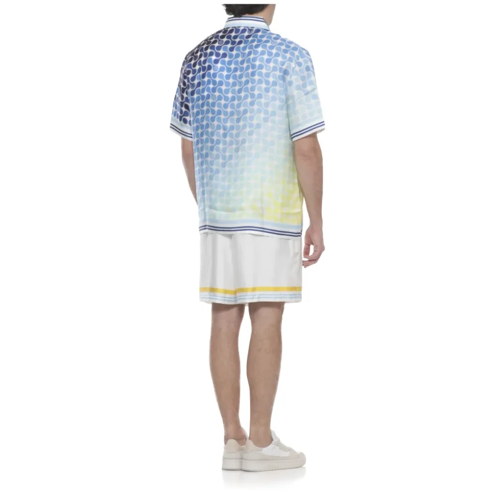 Gradient Tennis Tile Short Sleeve Silk Shirt