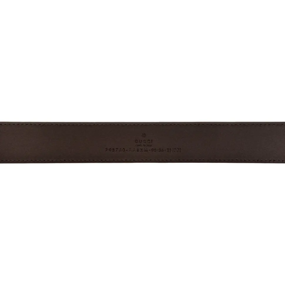 Grained Leather Logo Buckle Belt