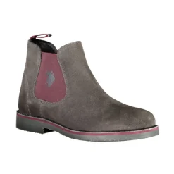 Gray Leather Ankle Boots