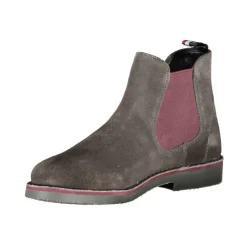Gray Leather Ankle Boots