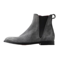 Gray Leather Chelsea Zipper Boots