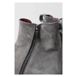 Gray Leather Chelsea Zipper Boots