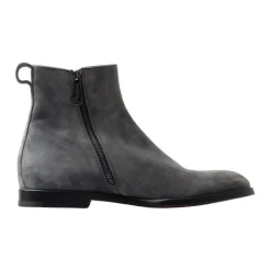 Gray Leather Chelsea Zipper Boots
