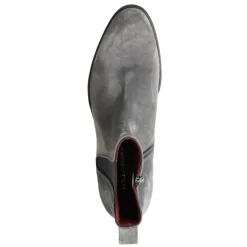 Gray Leather Chelsea Zipper Boots