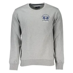 Gray Long Sleeve Sweatshirt with Embroidered Logo