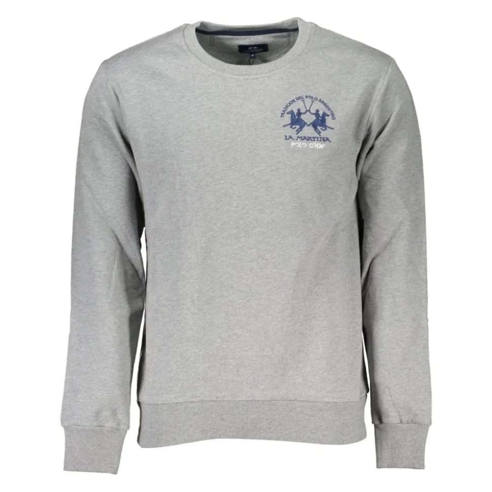 Gray Long Sleeve Sweatshirt with Embroidered Logo