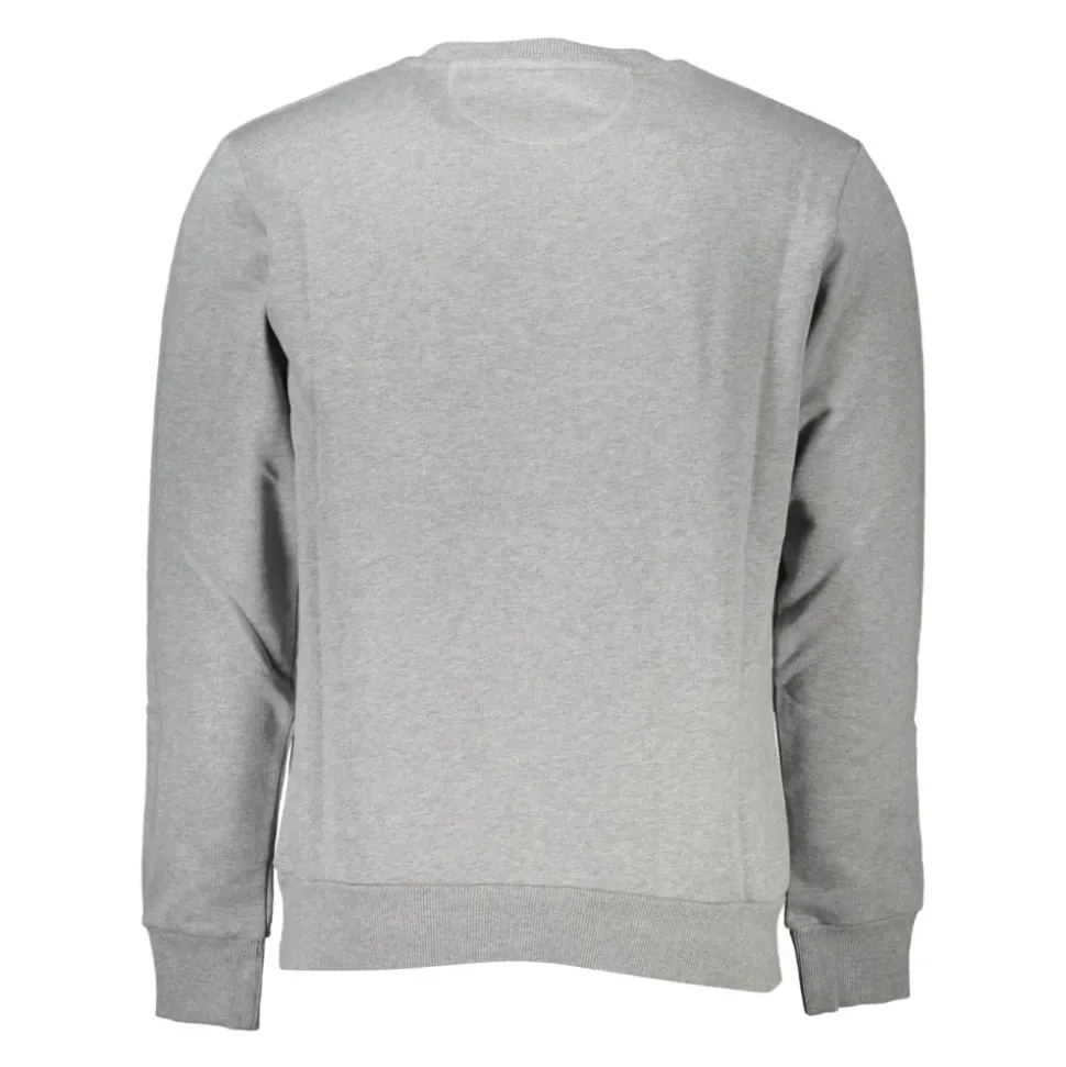 Gray Long Sleeve Sweatshirt with Embroidered Logo