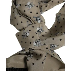 Gray Skulls Silk Fringes Men Scarf