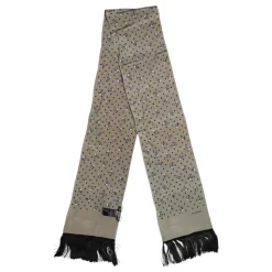 Gray Skulls Silk Fringes Men Scarf