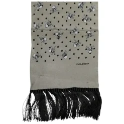 Gray Skulls Silk Fringes Men Scarf