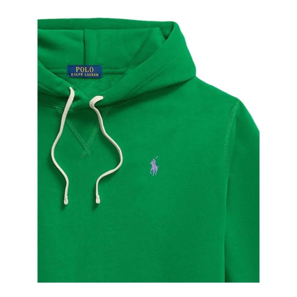 Green Hooded Sweater with Logo Embroidery