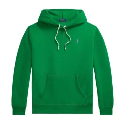 Green Hooded Sweater with Logo Embroidery