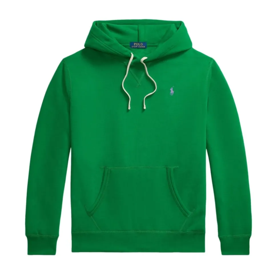 Green Hooded Sweater with Logo Embroidery