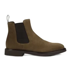 Green Leather Boots with Rubber Sole