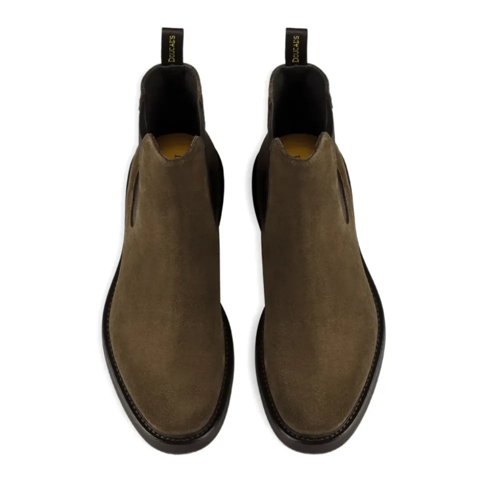Green Leather Boots with Rubber Sole