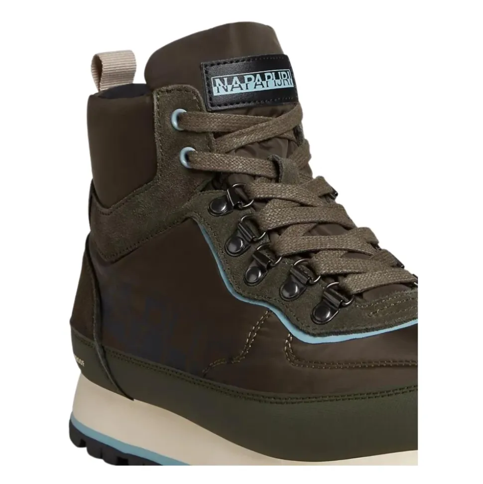 Green Leather City Boots High