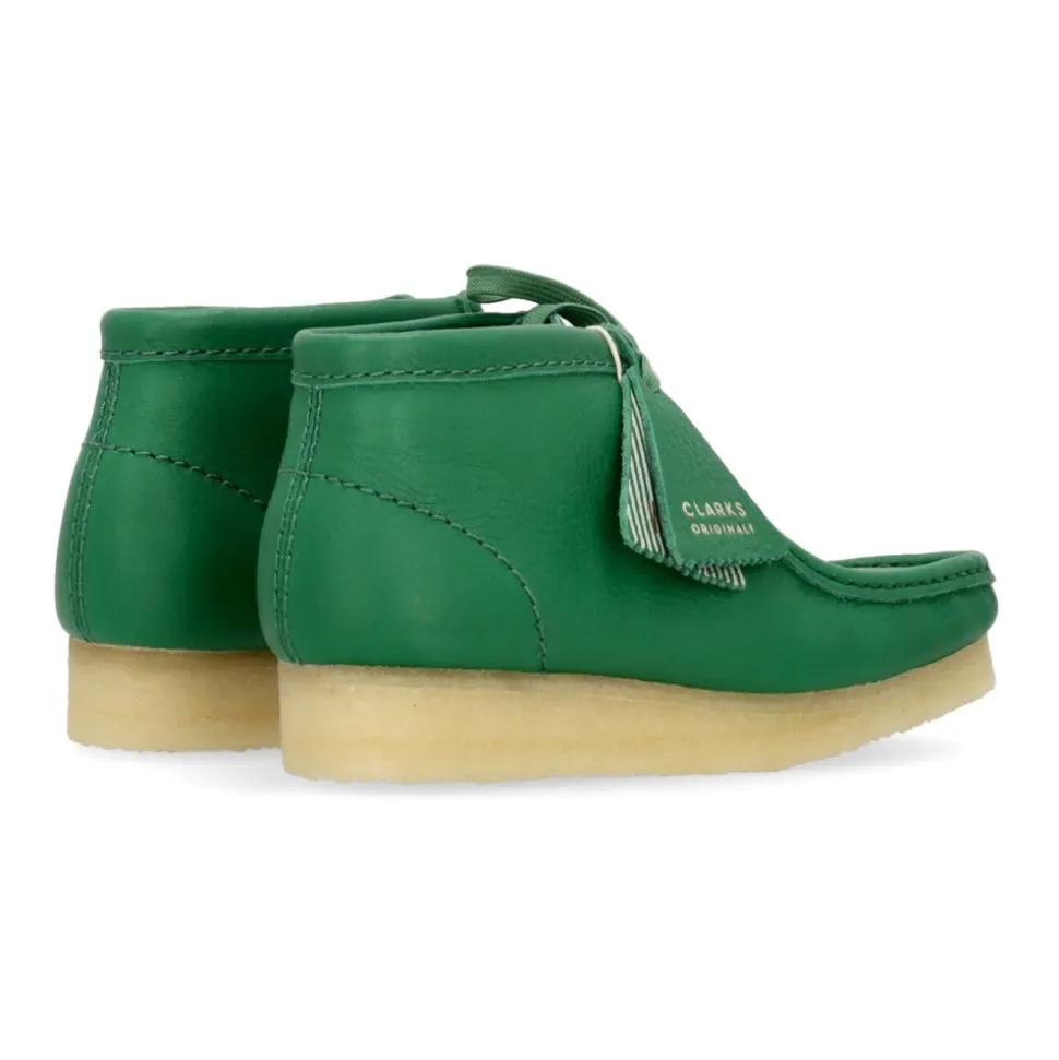 Green Leather Wallabee Boot Moccasin Style