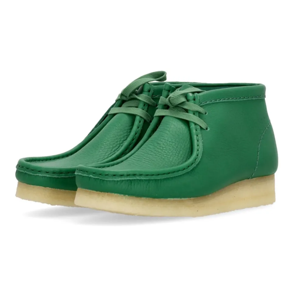 Green Leather Wallabee Boot Moccasin Style