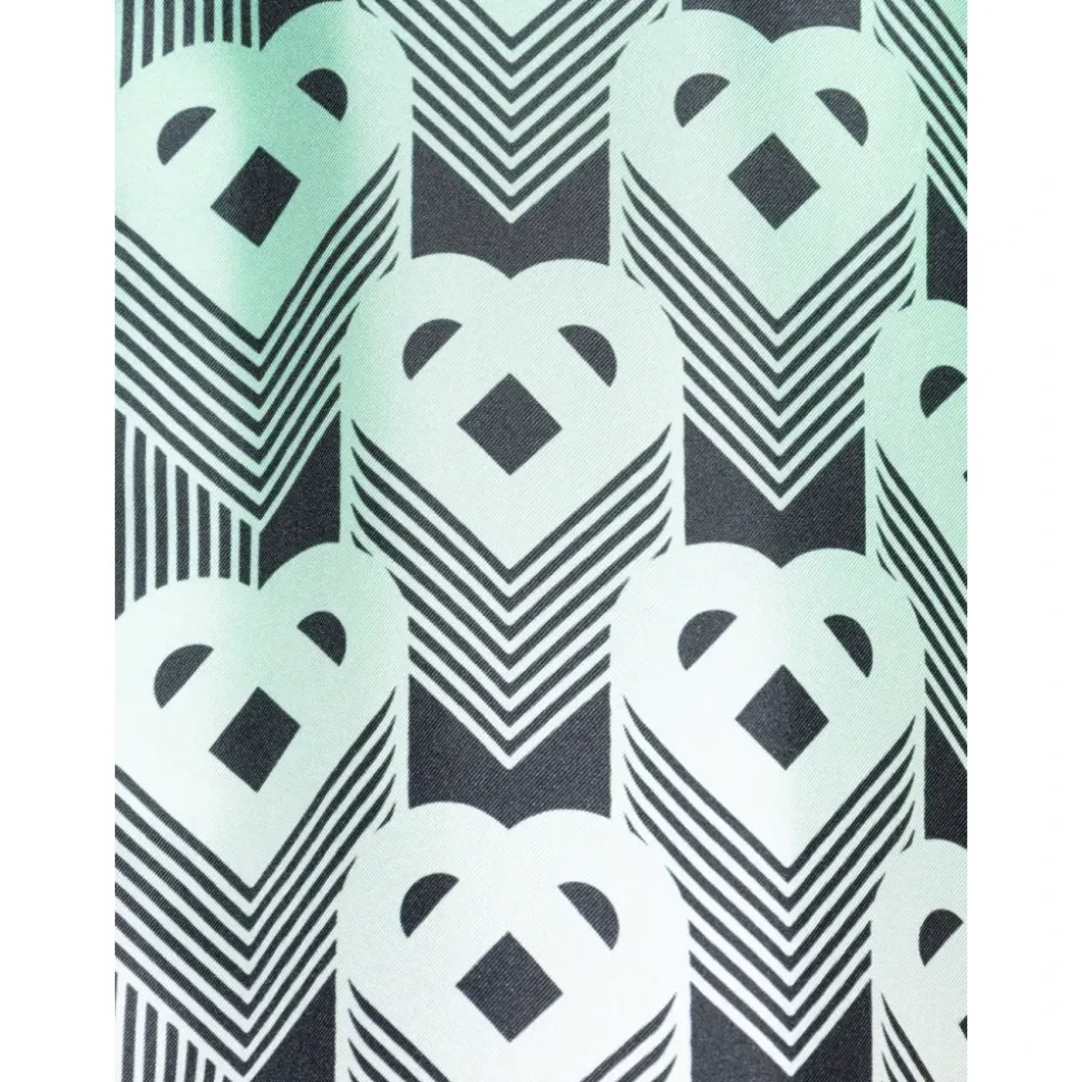 Green Silk Shirt with Monogram Print