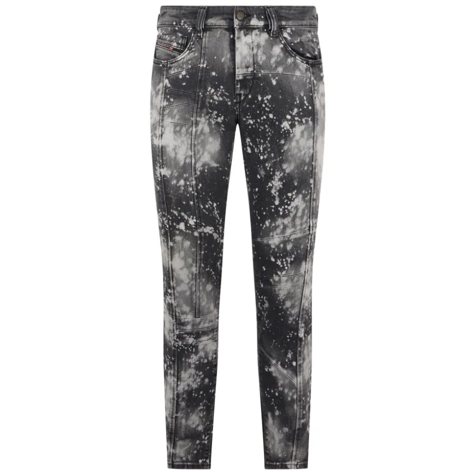 Grey and black stonewashed slim fit jeans