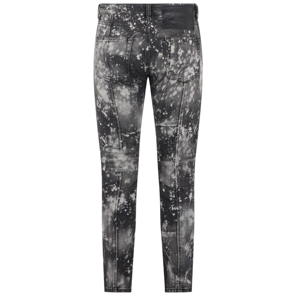 Grey and black stonewashed slim fit jeans