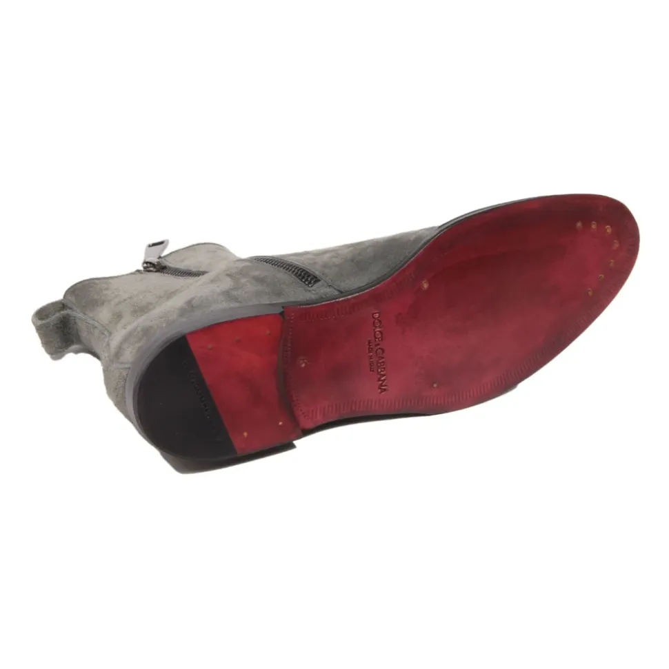 Grey Beatles Velvet Suede Boots