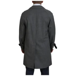 Grey Checkered Trenchcoat, Elegant Style