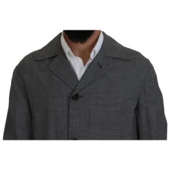 Grey Checkered Trenchcoat, Elegant Style