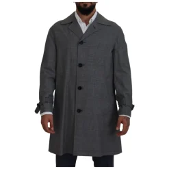 Grey Checkered Trenchcoat, Elegant Style