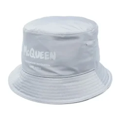 Grey Cotton Logo Print Adjustable Hat