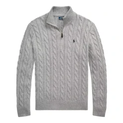 Grey Cotton Sweater with Logo