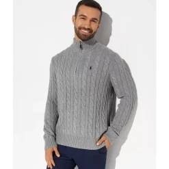 Grey Cotton Sweater with Logo