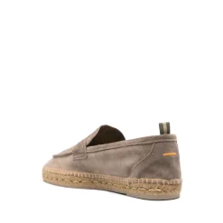 Grey Flat Loafers with Braided Sole
