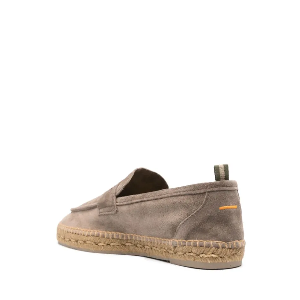 Grey Flat Loafers with Braided Sole