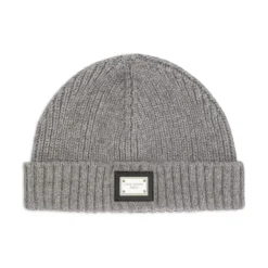 Grey Ribbed Texture Logo Plaque Hat