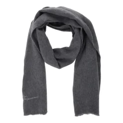 Grey Wool Cashmere Logo Scarf Woman