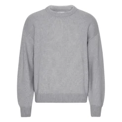 Heather Grey Merino Wool Crew Sweater